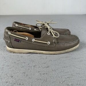 Sebago Docksides Shoes Men's 10.5 Gray Leather Boat Deck Loafer Summer